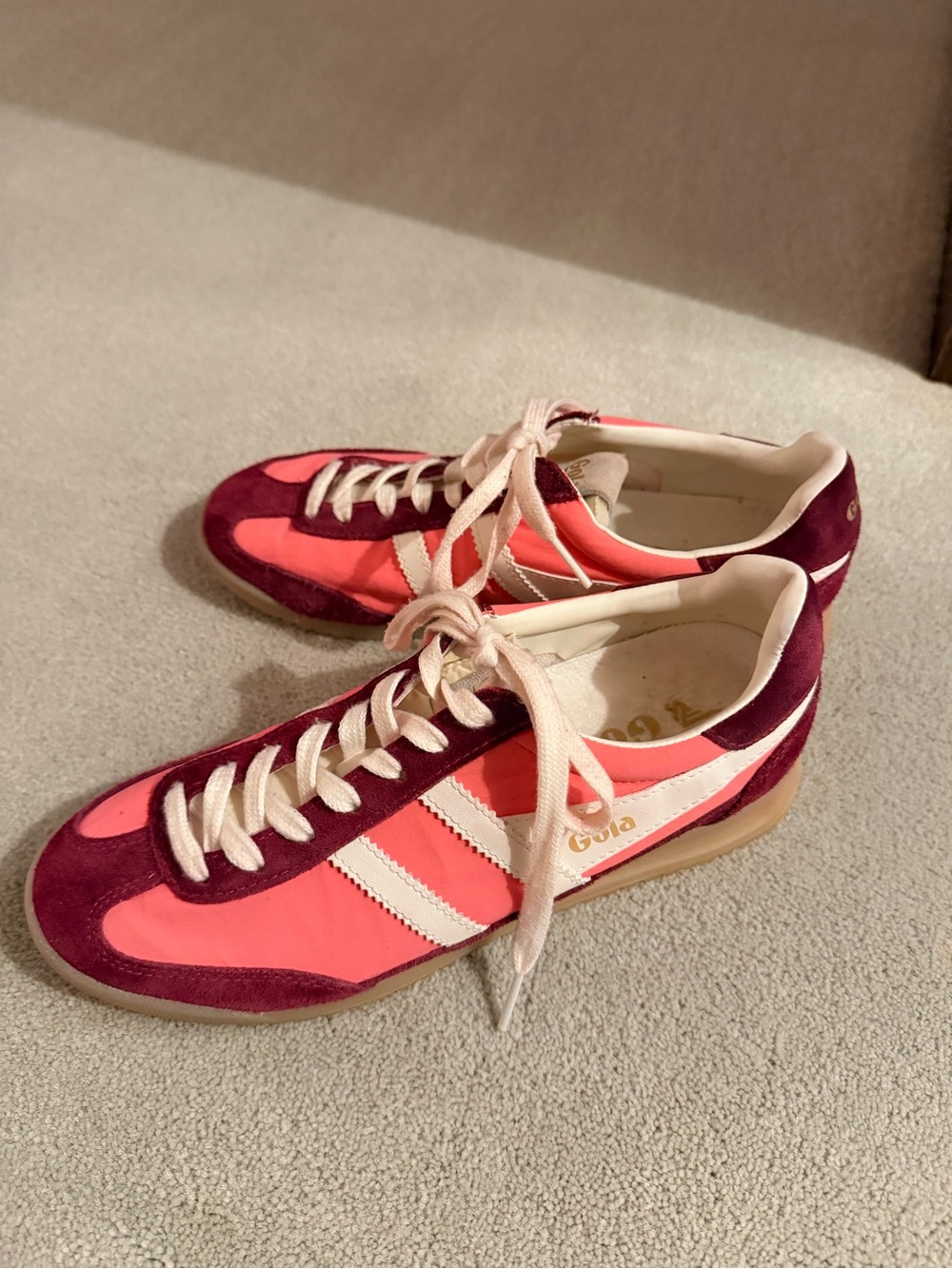 Gola Pink and Burgundy Retro Runner Sneakers in pristine condition size 8